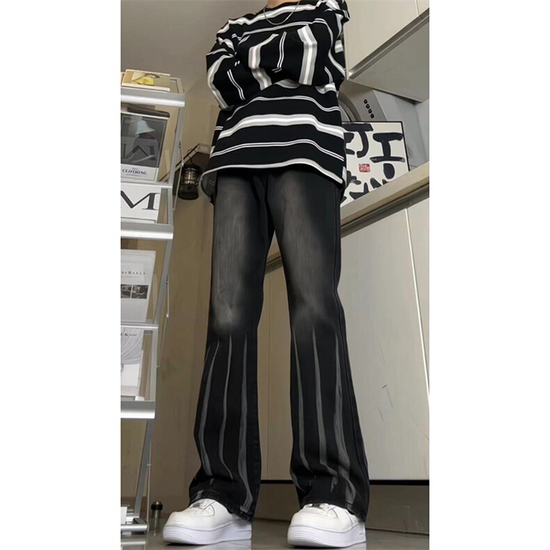 美式ins高街hiphop微喇扎染牛仔裤货号K2313P55控78,男装牛仔裤,电商A063