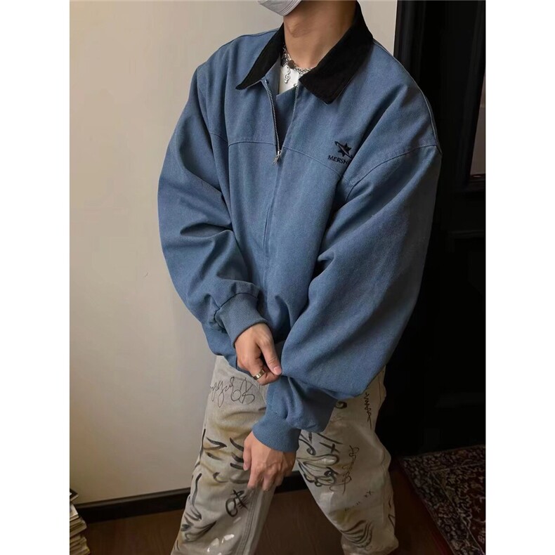 美式2026春秋新款慵懒帆布夹克外套男女潮流宽松上衣W6614-P89图片