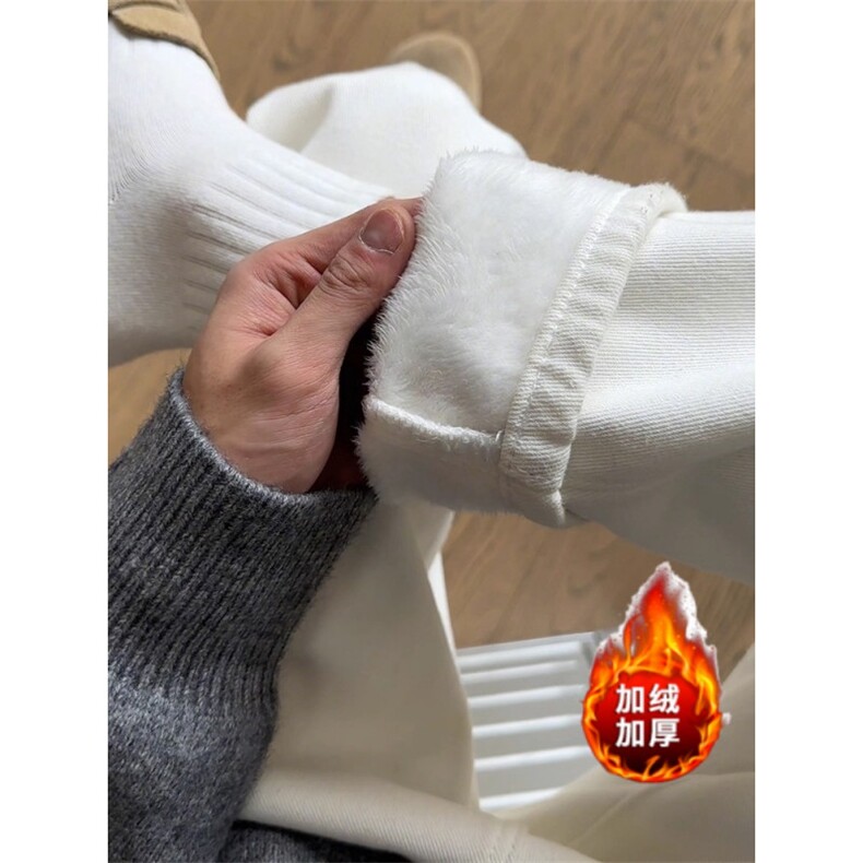 白色直筒牛仔裤男女秋冬加绒宽松垂感高级感拖地裤K8005-P46网图,男装牛仔裤,电商B245