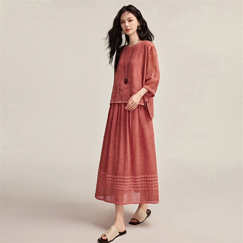 2025夏季新款时尚百搭波西米亚风贝壳镂空设计休闲两件套女设计感,女装套装/套裙,宝儿家