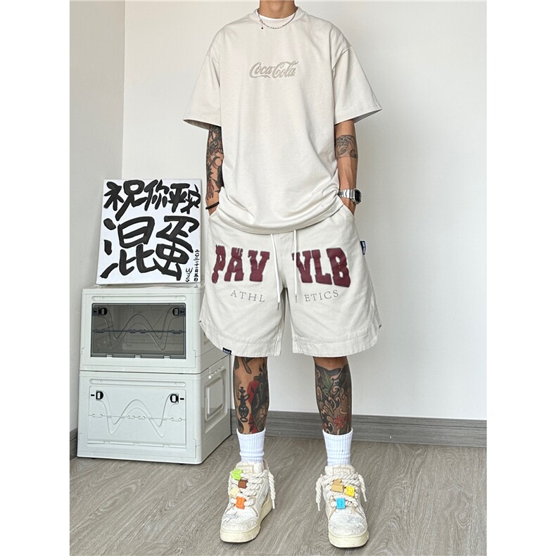 美式高街ins潮款印花夏季新款五分裤短裤A061-YJ6895-P35,男装牛仔裤,电商A061