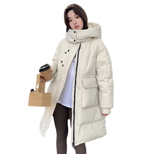 90白鸭绒时尚白色中长款羽绒服2C291-YRF13991-P375-K599图片