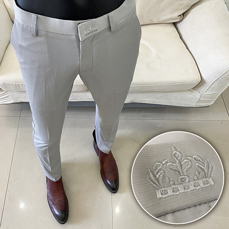 2025夏季新款高弹力刺绣冰丝—九分裤-2519-p55，男装休闲裤，电商B368