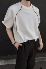 美式高街短袖T恤夏X7081-TP18不小众宽松插肩拼接宽松上衣，男装T恤，电商A102