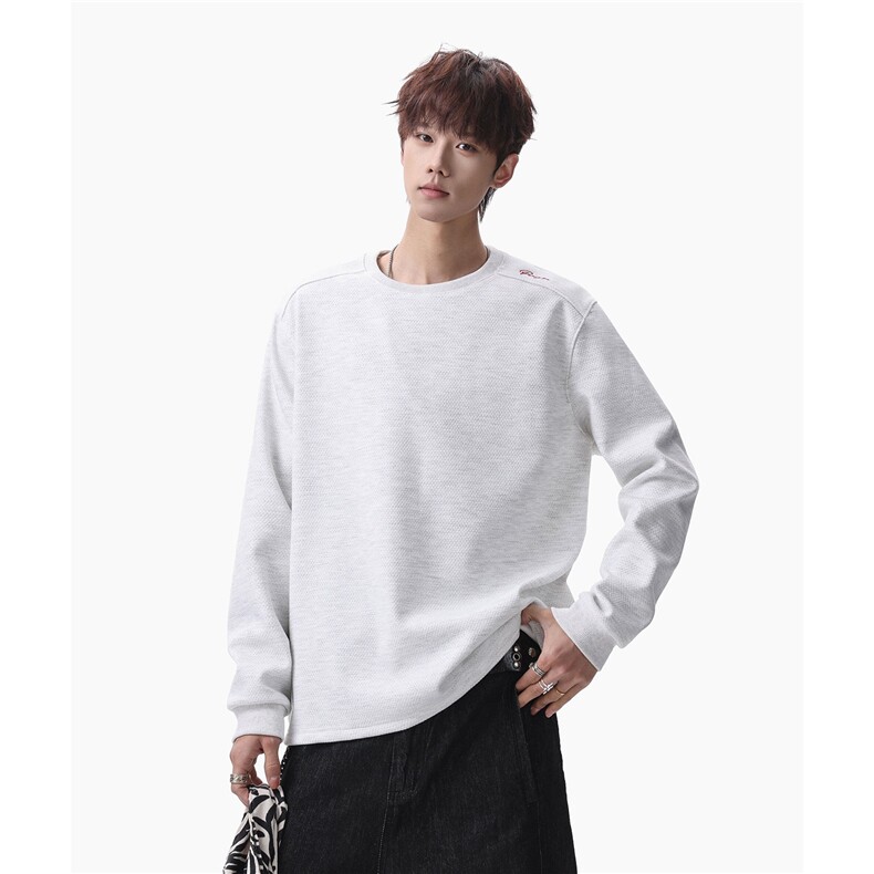 美式蜂窝红标限定基础打底衫休闲T恤刺绣圆领长袖D495特P25，男装T恤，电商A335-1（原A458）