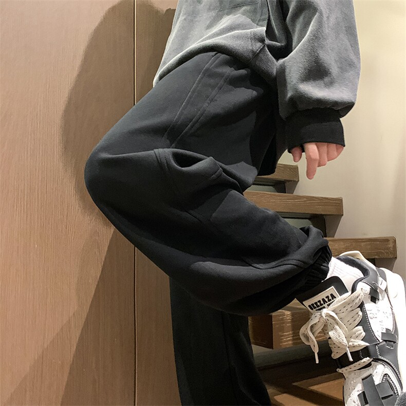 港风秋冬长裤本布织裤袋美式卫裤宽松休闲束脚卫裤K23305-P40控58图片