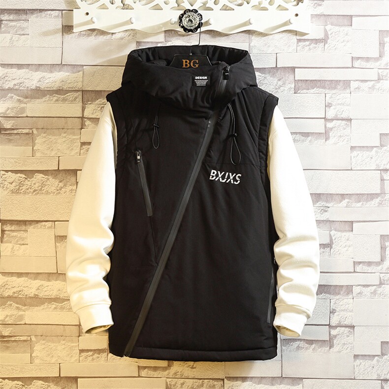 白墙斜拉链装饰连帽棉马甲男冬季防风马甲外套A090-MJ20p75限98,男装背心/马甲,电商A089-1
