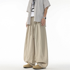 8XL-M亚麻弯刀裤直筒阔腿裤子男夏季宽松大码运动灯笼裤KZ068P60，男装休闲裤，电商B312