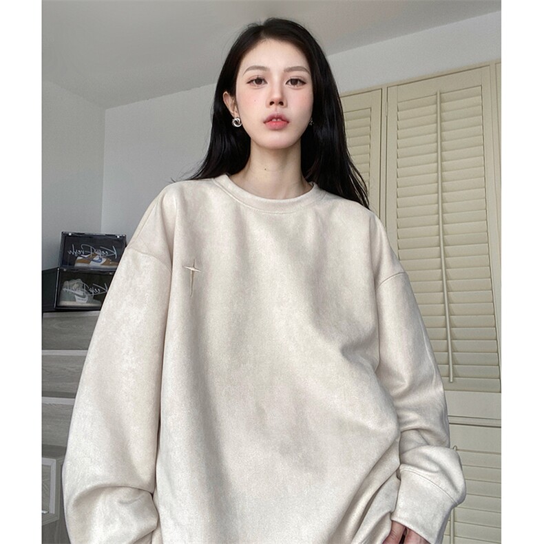 刺绣麂皮绒卫衣QC5184-TP40控价58秋季潮牌美式圆领男女外套,男装卫衣,电商A102-1