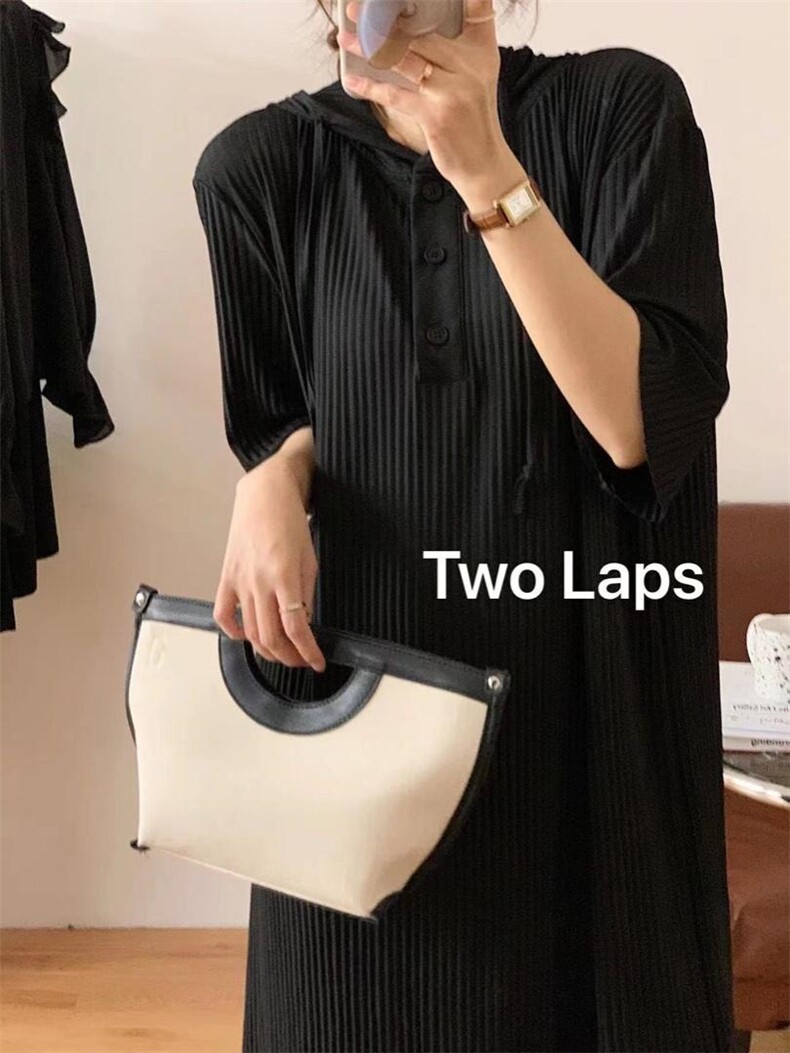 夏季新品：韩版原单冰丝压绉连衣裙，女装连衣裙，TWO LAPS