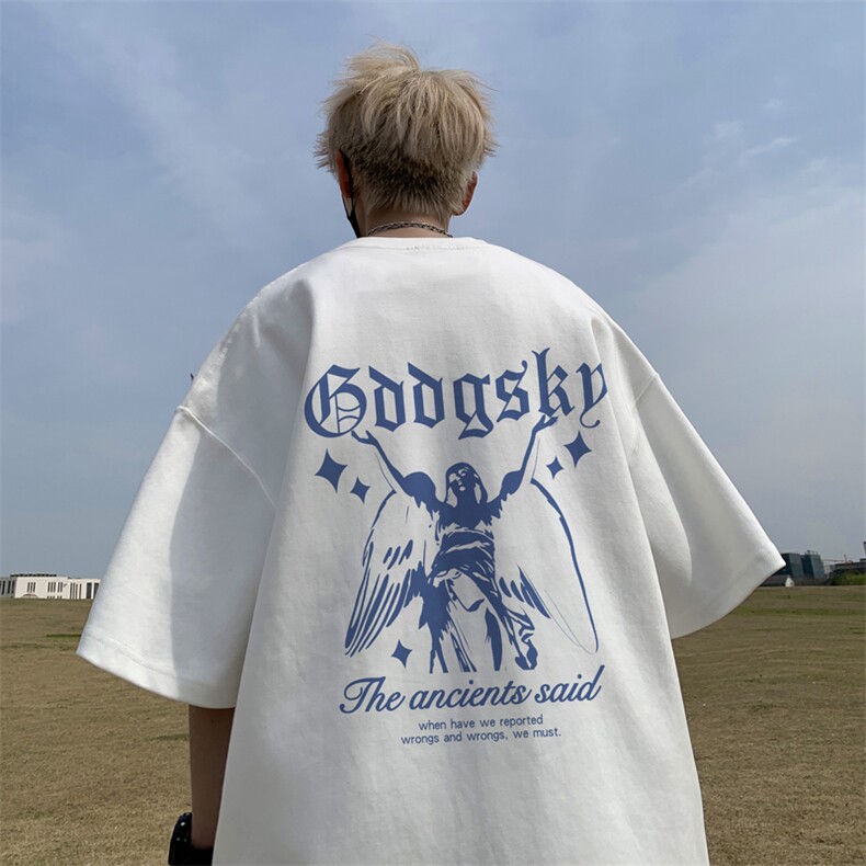已注册/夏季新款外景纯棉天使印花短袖T恤男宽松打底衫DT9959/P25,男装T恤,电商B316