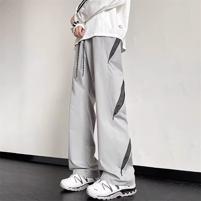 美式机能拉链开口冲锋裤男痞帅设计感宽松直筒工装裤MK3811P45,男装工装外套,星座1013-5