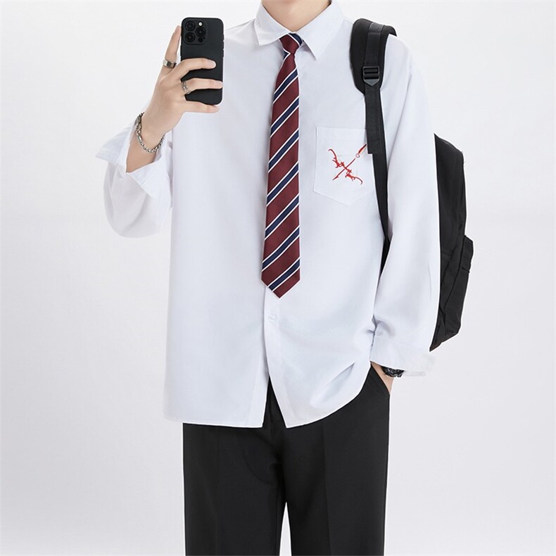 DK制服长袖衬衫男女宽松班服刺绣情侣高中毕业照校供感jk学院风，男装衬衫，星座506A