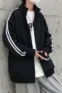 现货开衫卫衣外套男垂感运动服上衣宽松立领夹克A116 P65加绒P75图片