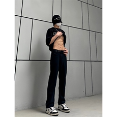 B221美式ins高街暗黑小众情侣毛巾绣直筒牛仔裤LK23021-P65控88，男装牛仔裤，电商B221