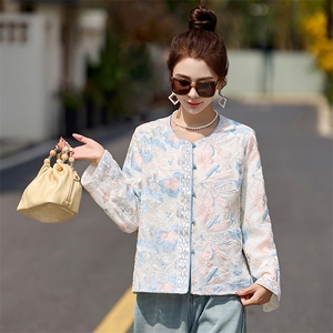 新中式国风外套女2025春季新款复古刺绣提花设计感小众高级感上衣图片
