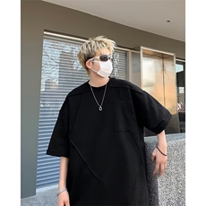 抖音得物品质纯棉双纱细节设计感中袖短袖T恤男夏季X02，男装T恤，星座1013