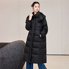长款棉服女2025新款宽松立领连帽防风冬季棉袄加厚过膝羽绒服，女装羽绒服，阿舍尔精品