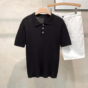 925#自家图P38polo衫M-3XL黑色白色绿色棕色图片