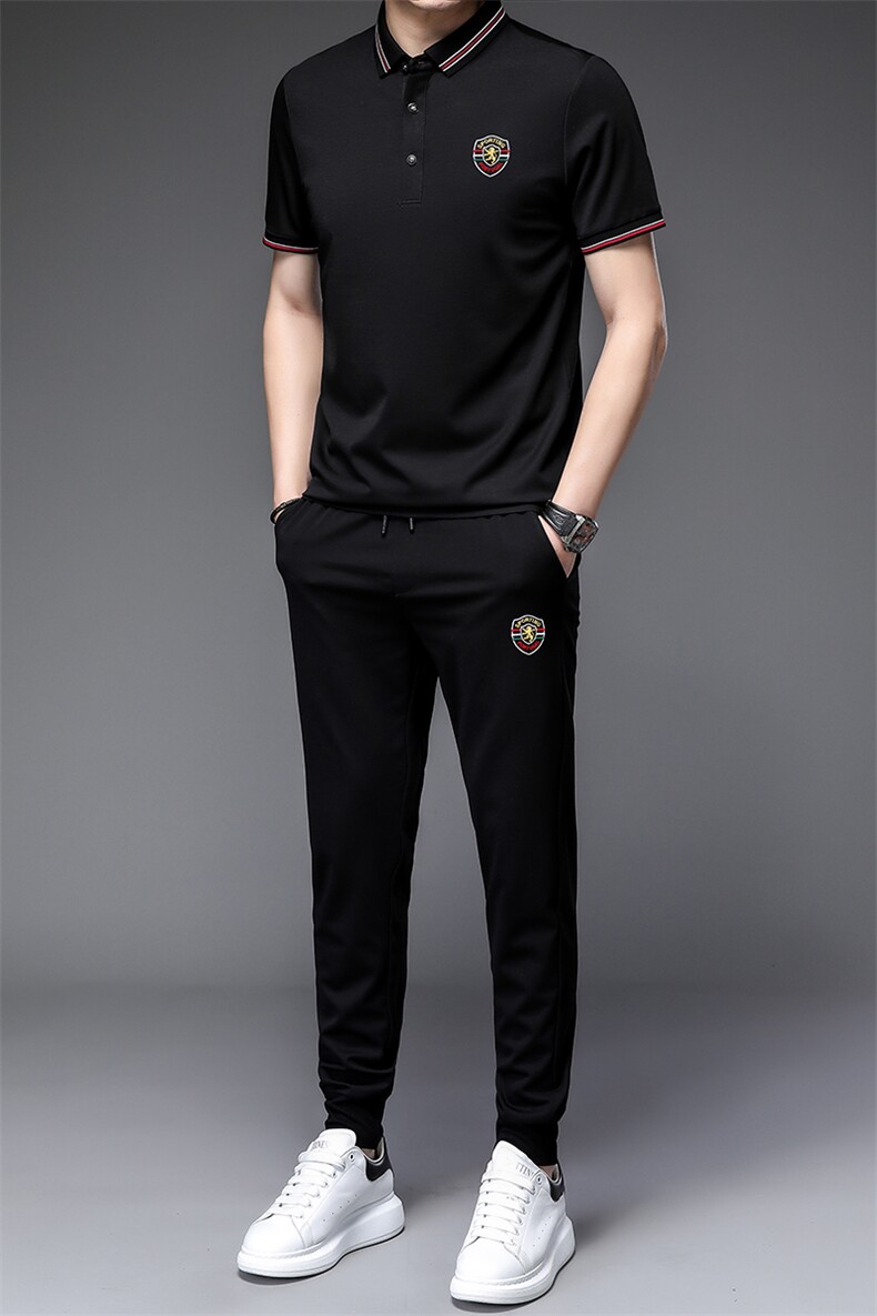 套装男短袖2023夏季款长裤上衣休闲服饰小脚束脚裤夏圆领打,男装休闲套装,电商B212（原钱塘6029）