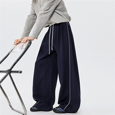 6XL-M蓝色宽松显瘦百搭运动裤男阔腿拖地裤裤子K9186-P45，女装休闲裤，电商D206-1