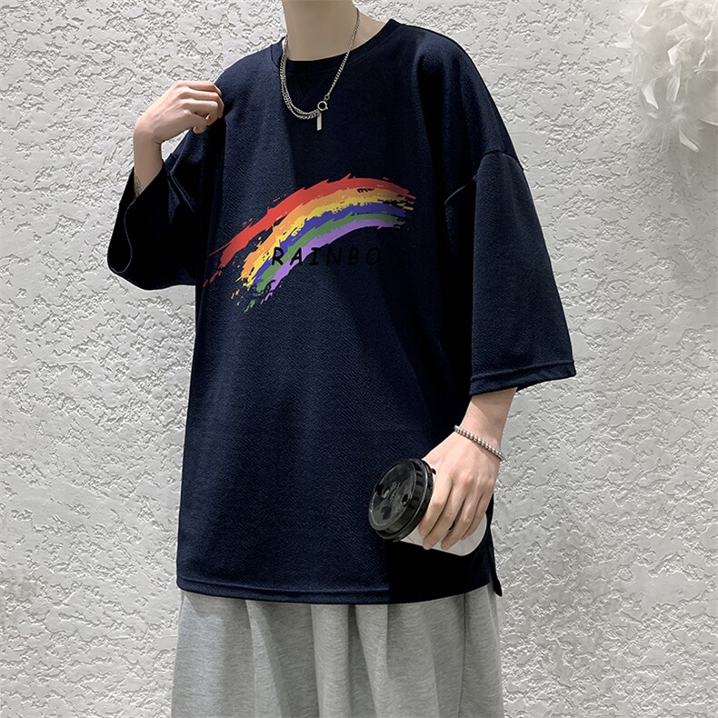 Q11064-P30春夏季七分袖t恤男大码五分袖男短袖中袖大皂风,男装T恤,电商A040