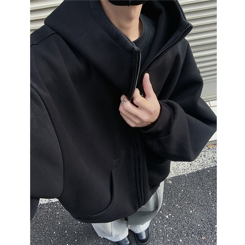 春装500克大廓型情侣连帽卫衣oversisz厚拉链外套男女H1008P88,女装短外套,电商A341