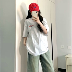 万针全刺绣工艺抖音得物高品质260克重磅纯棉双纱美式高街短袖T恤，男装T恤，电商A486-1