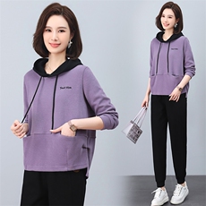 早秋连帽卫衣女春秋2024春秋季新款女士外套小个子妈妈短款上衣，女装卫衣/绒衫，涵誉