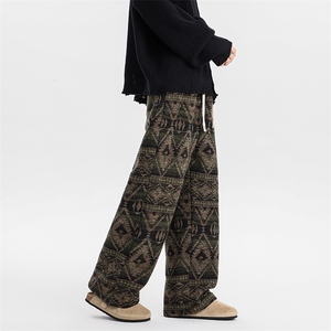 8XL-M羊羔绒裤子男冬季加绒加厚民族风重磅针织棉裤大码KZ023P78图片
