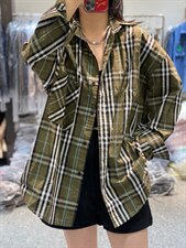 2022秋季新款时尚大方显瘦气质宽松休闲格子衬衫，女装衬衫，L·H·X