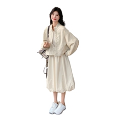 松弛感杏色工装套装裙女春秋2025年新款又a又飒穿搭背心裙两件套，女装套装/套裙，2C115