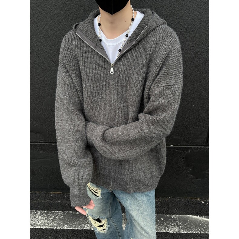 主推现货连帽开衫毛衣宽松针织衫W600,男装针织衫/毛衣,星座1212