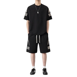 纯色二开TZ25307-特P55运动套装男夏季新款潮流休闲宽松短袖T恤图片