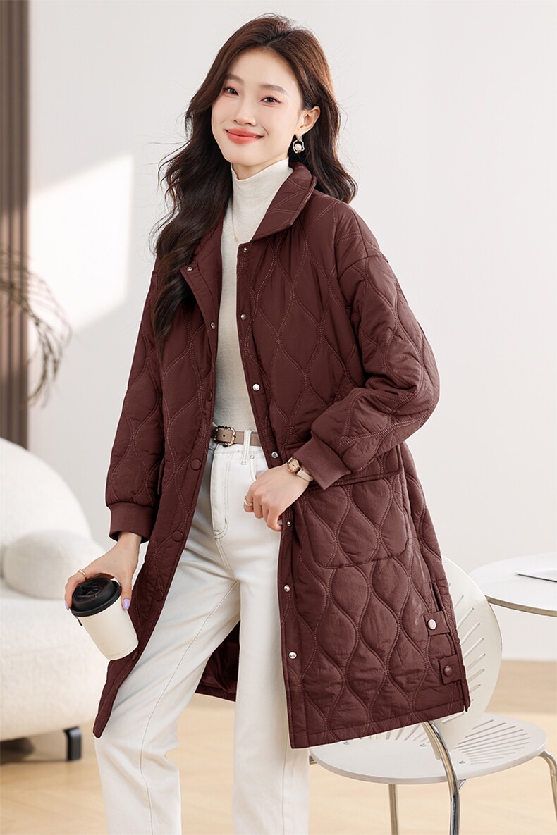 气质翻领轻薄款羽绒棉服女2024秋冬新款宽松显瘦中年妈妈大码棉衣,女装棉衣/棉服,文熹诺