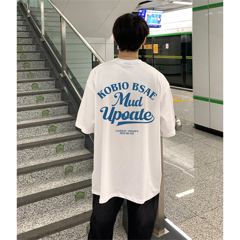 抖音得物210克现货宽松纯棉美式潮牌印花落肩袖纯棉T恤AT21126,男装T恤,电商A443