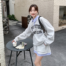 【新品】套装~假两件字母卫衣短裙两件套28613-P169-K278，女装套装/套裙，2B076