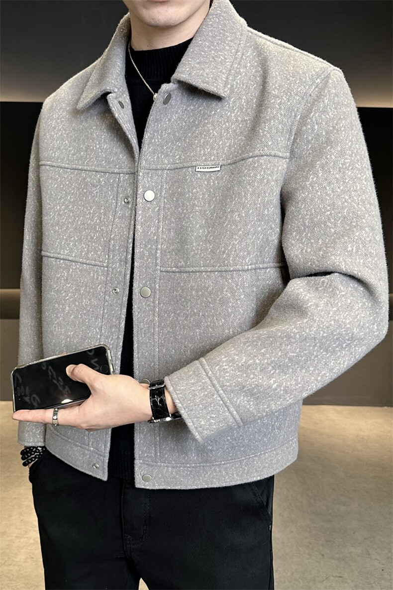 含羊毛短款呢大衣外套秋冬男装夹克C317-ML798-P178,男装夹克,电商C317