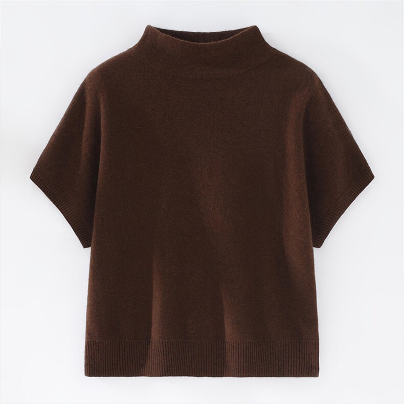 2025年秋季新款百搭女士双层领蝙蝠袖背心，女装针织衫/毛衣，锦驼羊绒