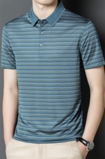 AFsj1503钱塘2020-3夏季时尚休闲百搭条纹男短袖T桖高品质P90，男装T恤，钱塘207-3