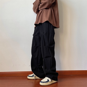 703-K277-P55 早秋水洗磨毛休闲裤 个性褶皱长裤图片