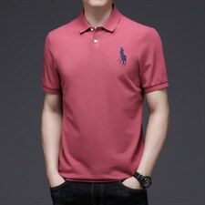 2023新款夏季男短袖POLO衫时尚翻领纯色T恤中年爸爸装半袖上衣P65，男装Polo衫，星座1105-3