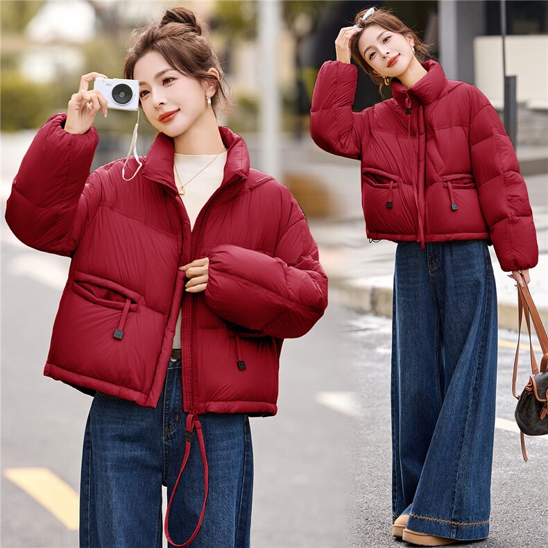 2025冬装新款简约时尚休闲立领羽绒服，女装羽绒服，美沁
