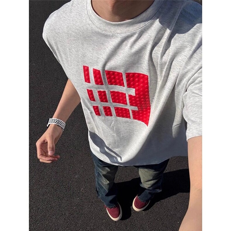 高品质纯棉短袖-宽松落肩款-白墨印花尺码:M-3X,男装T恤,星座506A
