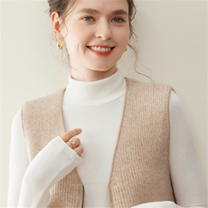 随便怎么搭~花纱山羊绒开衫马甲女宽松加厚V领短款针织毛衣小外套，女装羊绒衫，纳丰羊绒