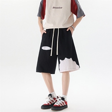 8XL-M特大码短裤男夏季新款大码vibe破洞拼接高街短裤DK1518P50，男装休闲裤，电商D206-1