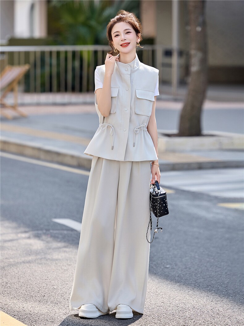 时尚套装女2026夏新款高级感气质轻熟风洋气马甲休闲阔腿裤三件套,女装套装/套裙,艾仟回(原伊仟回)