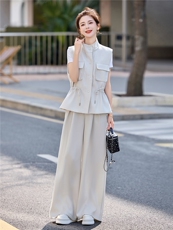 时尚套装女2026夏新款高级感气质轻熟风洋气马甲休闲阔腿裤三件套，女装套装/套裙，艾仟回(原伊仟回)