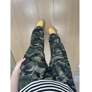 美式复古迷彩卫裤男秋季弯刀直筒裤高级感微喇运动裤LZY3822-P39图片