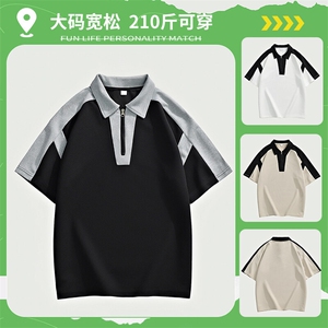 加大210斤可穿夏季新款休闲短袖T恤男宽松百搭POLO打底衫上衣图片